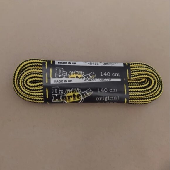 New Vintage Dr. Martens Black and Yellow Laces 140cm Made in UK - Picture 3 of 5